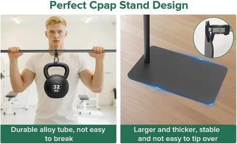 CPAP Hose Holder for Bedside -All-Metal Stand with Aluminum Hook |NoWall Drilling | Fits ResMed/Philips/AirSense Tubing | Helps Keep Hose Clean &Tangle-Free in Saudi Arabia