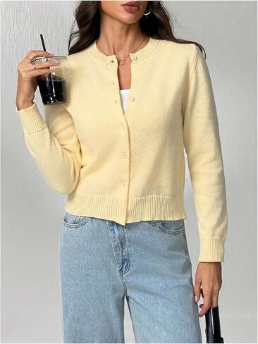 Women's Button Down Cardigan Long Sleeve Knit Sweaters Shrugs Outerwear in Saudi Arabia