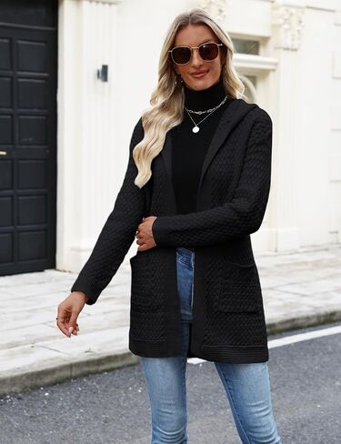 CiCiBird Womens 2025 Fall Hooded Cardigan Sweaters Cable Knit Open Front Coatigan Long Sleeve Sweater Coat with Pockets in Saudi Arabia