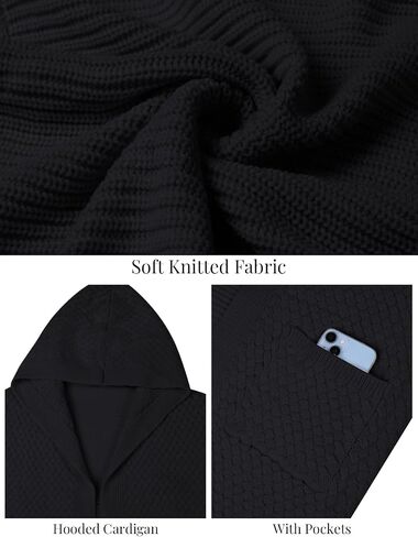 CiCiBird Womens 2025 Fall Hooded Cardigan Sweaters Cable Knit Open Front Coatigan Long Sleeve Sweater Coat with Pockets in Saudi Arabia