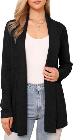 Allegra K Cardigan Sweaters for Women Open Front Long Sleeve Lightweight Knit Cardigans in Saudi Arabia