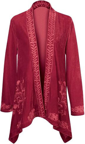 FLORIANA Womens Embroidered Kimono Cardigan Velvet Blazer Open Front Kimono Top in Saudi Arabia