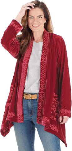 FLORIANA Womens Embroidered Kimono Cardigan Velvet Blazer Open Front Kimono Top in Saudi Arabia