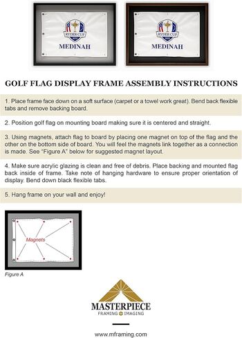 Golf Flag Display Frame, Magnetic Mount does not damage Flag (Black Frame/Gray Mat) in Saudi Arabia