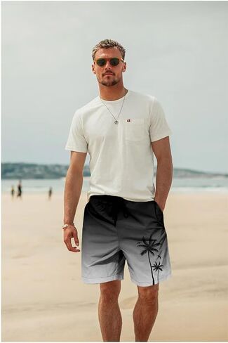 Men's Hawaiian Swim Trunks Quick-Dry Beach Shorts with Mesh Lining & Pockets for Swimming Surfing Vacation in Saudi Arabia
