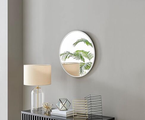 Emma Small Round White Metal Wall Mirror, Living Room, Hallway, Dining Room Mirror - Stylish, Modern Circle Mirror in Kuwait