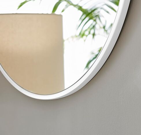 Emma Small Round White Metal Wall Mirror, Living Room, Hallway, Dining Room Mirror - Stylish, Modern Circle Mirror in Kuwait