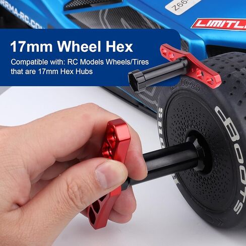 HobbyPark Metal Alumimum 12mm to 17mm Wheel Hex Hub Adapter Extension Conversion w/Wrench for 1/10 RC Cars Monster Trucks Off Road Buggy Upgrade 1/8 Tires (with Navy Blue Adapter) in Saudi Arabia