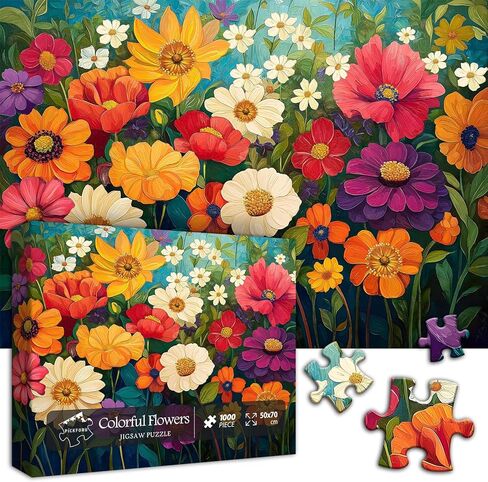 Flower Puzzles for Adults 1000 Pieces, Impossible Floral Puzzles, Colorful Rainbow Gradient Puzzle Hard，Challenging Spring Jigsaw Puzzles 1000 Pieces in Saudi Arabia