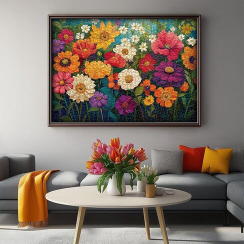 Flower Puzzles for Adults 1000 Pieces, Impossible Floral Puzzles, Colorful Rainbow Gradient Puzzle Hard，Challenging Spring Jigsaw Puzzles 1000 Pieces in Saudi Arabia