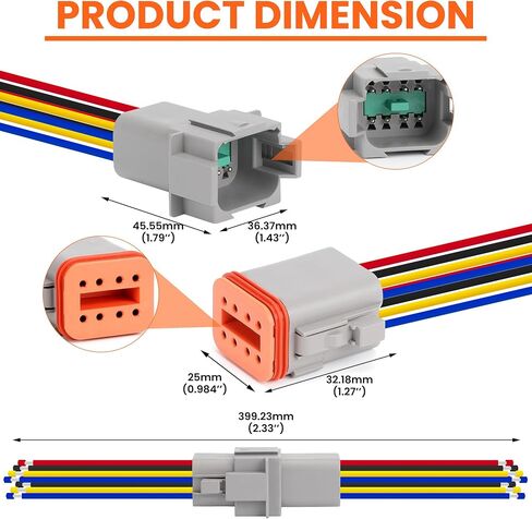 مجموعتان من مجموعة موصلات Deutsch 8 Pin - موصلات كهربائية مقاومة للماء 16 AWG، IP67 موصلات أسلاك السيارات (ذكر وأنثى) للسيارة والشاحنة والقارب in Kuwait