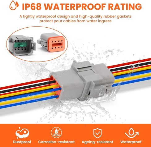 مجموعتان من مجموعة موصلات Deutsch 8 Pin - موصلات كهربائية مقاومة للماء 16 AWG، IP67 موصلات أسلاك السيارات (ذكر وأنثى) للسيارة والشاحنة والقارب in Kuwait