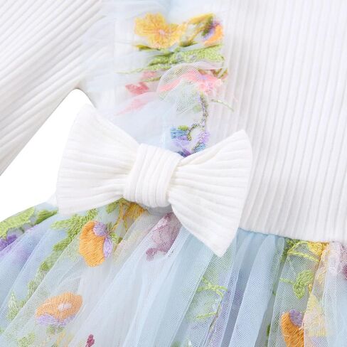 Baby Girl Long Sleeve Romper Dress 0-18M Infant Fairy First Birthday Outfit Bubble Romper with Bow Headband in Kuwait