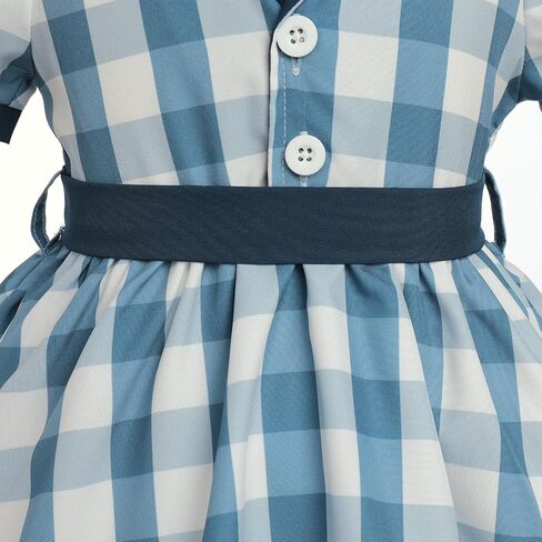 ODIZLI Kids Girls Halloween Costume 1950s Housewife Short Sleeve Ruffle Dress and Headband Dress Up Party Costume in Saudi Arabia