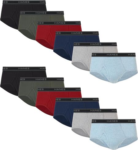 Hanes Pack، ملابس داخلية قطنية مصبوغة، ملابس داخلية ماصة للرطوبة للرجال، متوسطة الارتفاع، 12 قطعة in Saudi Arabia