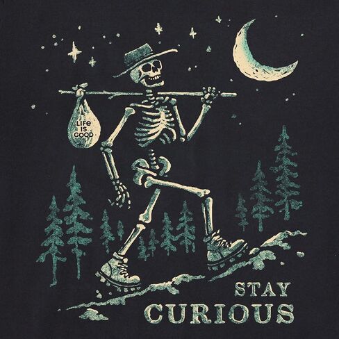 الحياة جيدة. تي شيرت رجالي بأكمام قصيرة من Stay Curious، باللون الأسود الباهت in Saudi Arabia