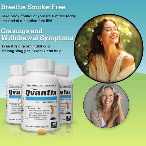 Qvantix Quit Smoking Aid - Respiratory Health and Lung Detox for Smokers - Stop Smoking Aid That Works to Clear Lungs, Alleviate Cravings, Withdrawal Symptoms, and Promote Relaxation 30 Tablets in Saudi Arabia