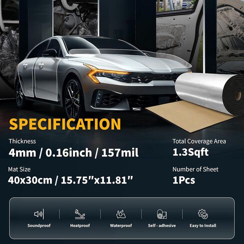 X AUTOHAUX 590mil 15mm 5.39sqft Sound Deadening Mat Glassfiber Heat Shield Material Self Adhesive for Hood Fender and Boat Engine Cover 39.37"x19.69" in Saudi Arabia