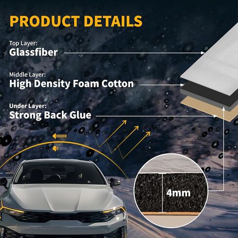 X AUTOHAUX 590mil 15mm 5.39sqft Sound Deadening Mat Glassfiber Heat Shield Material Self Adhesive for Hood Fender and Boat Engine Cover 39.37"x19.69" in Saudi Arabia
