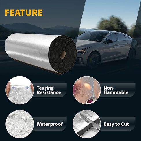 X AUTOHAUX 590mil 15mm 5.39sqft Sound Deadening Mat Glassfiber Heat Shield Material Self Adhesive for Hood Fender and Boat Engine Cover 39.37"x19.69" in Saudi Arabia