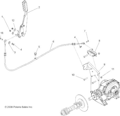 كابل فرامل الانتظار Polaris Ranger، قطعة OEM الأصلية 7081463، الكمية 1 in Kuwait
