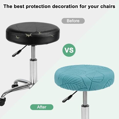 2-Pack Bar Stool Covers Round, for 14-16 Inch Polyester Leaf Pattern Seat Covers with Elastic Bands for Bar Stool/Round Cushion [Sky Blue] in Saudi Arabia