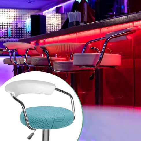 2-Pack Bar Stool Covers Round, for 14-16 Inch Polyester Leaf Pattern Seat Covers with Elastic Bands for Bar Stool/Round Cushion [Sky Blue] in Saudi Arabia