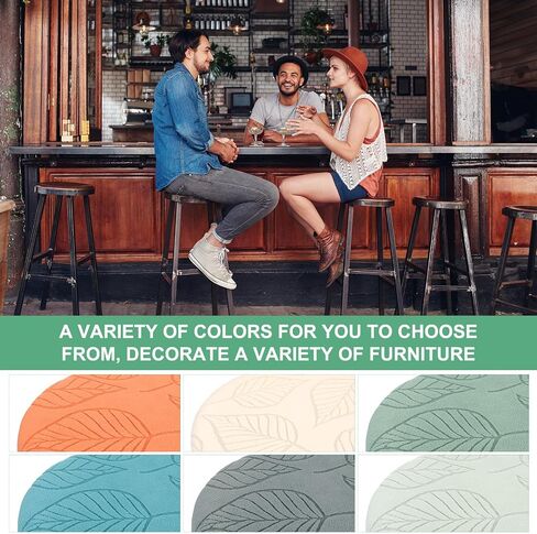 2-Pack Bar Stool Covers Round, for 14-16 Inch Polyester Leaf Pattern Seat Covers with Elastic Bands for Bar Stool/Round Cushion [Sky Blue] in Saudi Arabia