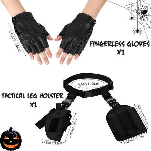 4 Pcs Halloween Thigh Holsters Costume Long Brown Braided Wig Women Waist Harness Cool Belt Half Finger Gloves Cowboy Toys Party Accessory Halloween Cosplay Costume for Women in Saudi Arabia