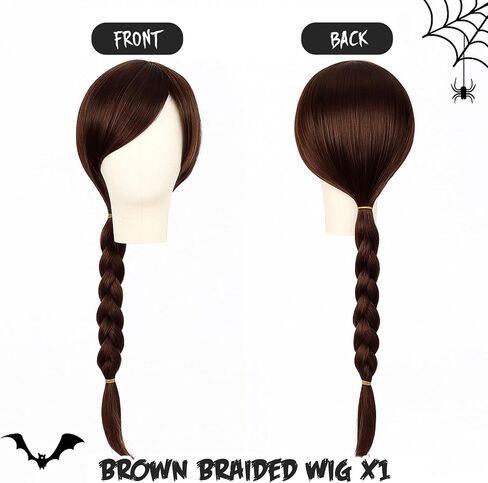 4 Pcs Halloween Thigh Holsters Costume Long Brown Braided Wig Women Waist Harness Cool Belt Half Finger Gloves Cowboy Toys Party Accessory Halloween Cosplay Costume for Women in Saudi Arabia