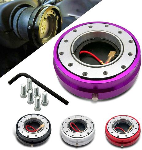 Car automatic steering wheel quick release wheel racing adapter detachable snap-on upper seat kit universal 6 holes (purple) in Saudi Arabia
