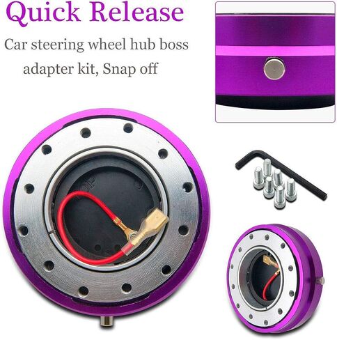 Car automatic steering wheel quick release wheel racing adapter detachable snap-on upper seat kit universal 6 holes (purple) in Saudi Arabia