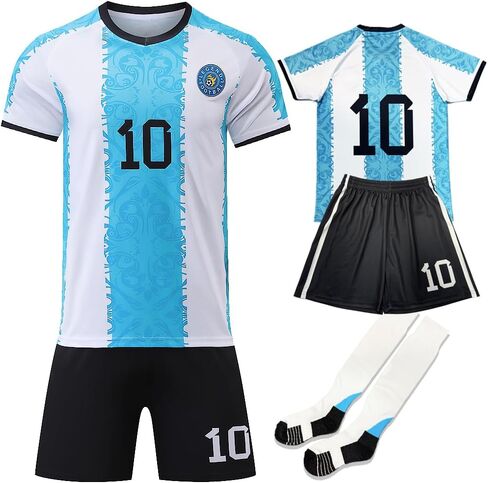 Casmyd Argentina Soccer Jersey for Kids Boys Girls HOM Jersey Kit Youth Football Team Uniform Sports Fan Shirts Set in Kuwait