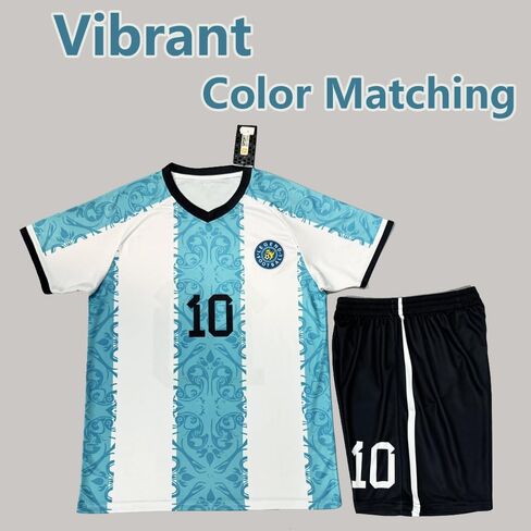 Casmyd Argentina Soccer Jersey for Kids Boys Girls HOM Jersey Kit Youth Football Team Uniform Sports Fan Shirts Set in Kuwait