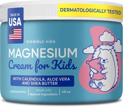 DOODLE HOG Magnesium Cream for Kids - Soothing Relief & Relaxation with Calendula, Aloe Vera, Shea Butter - Topical Magnesium Cream for Sleep - USA Made - (4 oz, Unscented) in Saudi Arabia