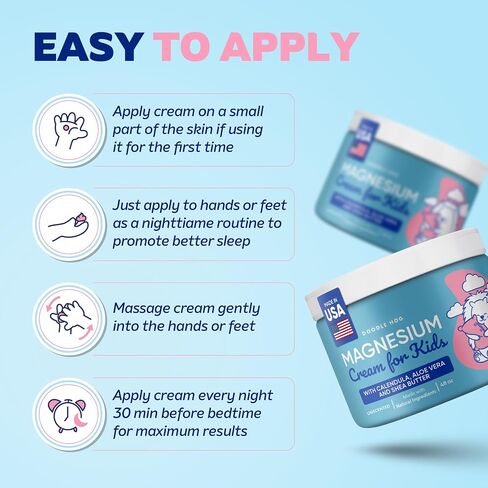 DOODLE HOG Magnesium Cream for Kids - Soothing Relief & Relaxation with Calendula, Aloe Vera, Shea Butter - Topical Magnesium Cream for Sleep - USA Made - (4 oz, Unscented) in Saudi Arabia
