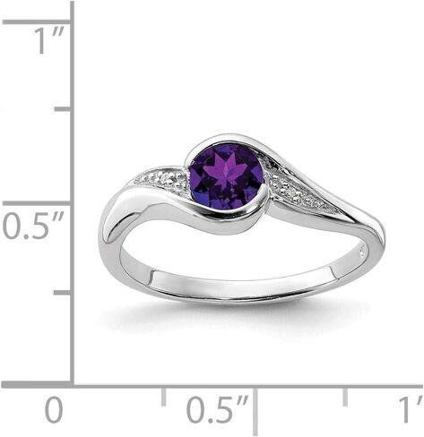 Sonia Jewels Real 925 Sterling Silver Diamond and Amethyst Purple February Gemstone Round Engagement Ring (.01 cttw.) in Saudi Arabia