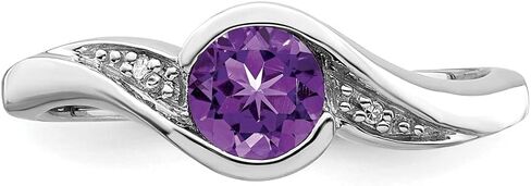 Sonia Jewels Real 925 Sterling Silver Diamond and Amethyst Purple February Gemstone Round Engagement Ring (.01 cttw.) in Saudi Arabia