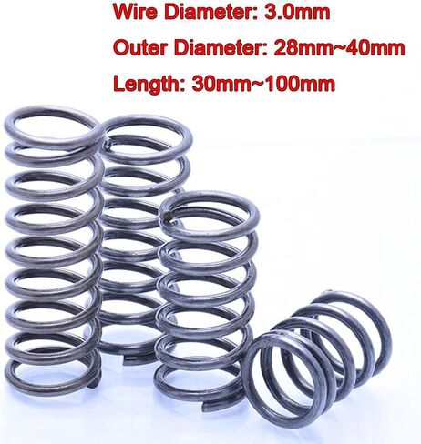 Customizable 3mm Black Compression Spring - Spring Steel, OD 28-40mm, Length 30-100mm(4pc 3x30x45mm) in Kuwait