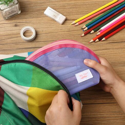 Mr. Pen- Mesh Pencil Case, White, Mesh Zipper Pouch Bags, Mesh Bags with Zipper Pouches for Organization, Cosmetic Bag, Purse Pouch, Cute Makeup Bag, Make Up Pouch, Makeup Bag Cute, Zip Pouch in Saudi Arabia