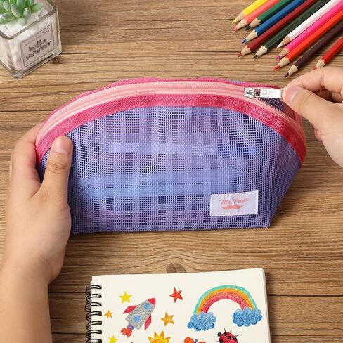 Mr. Pen- Mesh Pencil Case, White, Mesh Zipper Pouch Bags, Mesh Bags with Zipper Pouches for Organization, Cosmetic Bag, Purse Pouch, Cute Makeup Bag, Make Up Pouch, Makeup Bag Cute, Zip Pouch in Saudi Arabia