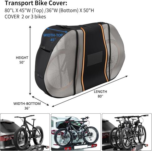 غطاء دراجة لنقل 2 أو 3 دراجات على الرف، أغطية دراجة شديدة التحمل 600D للتخزين في الهواء الطلق مقاومة للماء للنقل. in Kuwait