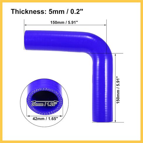 32mm 1.26" ID 90 Degree Elbow Silicone Reducer Hose Pipe Bend Turbo Water Intercooler Blue Auto Replacement Parts in Saudi Arabia