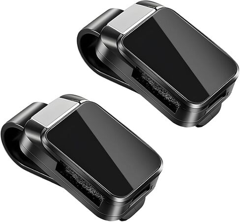 2PCS Sunglasses Holders for Car Visor, Universal Auto Glasses Eyeglass Hanger Clip, Anti-Slip Auto Sun Visor Sunglasses Holder Accessories Fit for Most Cars, SUV, Trucks (Black) in Saudi Arabia