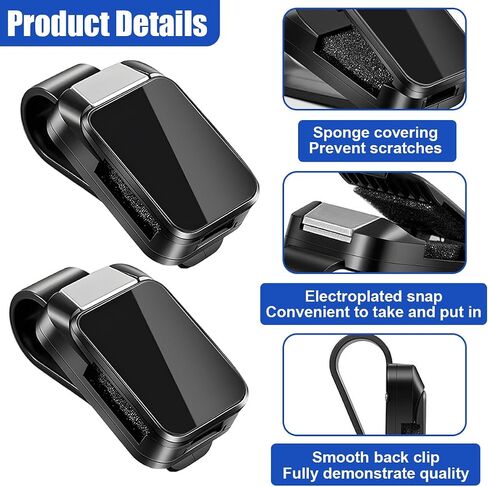 2PCS Sunglasses Holders for Car Visor, Universal Auto Glasses Eyeglass Hanger Clip, Anti-Slip Auto Sun Visor Sunglasses Holder Accessories Fit for Most Cars, SUV, Trucks (Black) in Saudi Arabia