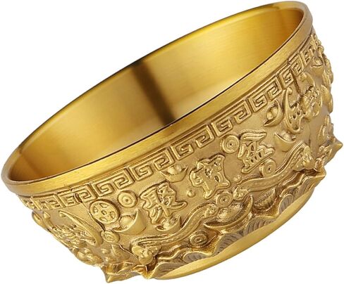 وعاء الكنز النحاسي من DECHOUS Feng Shui: وعاء نقود الرخاء، حوض الكنز الذهبي، قطع مركزية محظوظة جيدة للمكتب المنزلي - 4 بوصة in Kuwait