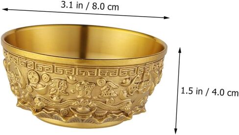 وعاء الكنز النحاسي من DECHOUS Feng Shui: وعاء نقود الرخاء، حوض الكنز الذهبي، قطع مركزية محظوظة جيدة للمكتب المنزلي - 4 بوصة in Kuwait