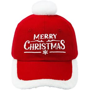 قبعات عيد الميلاد المجيد للرجال والنساء، قبعة سانتا حمراء قابلة للتعديل للجنسين مع كرة قطيفة in Kuwait