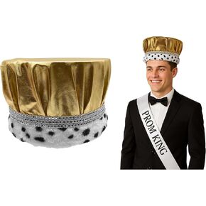 قبعة Nicky Bigs Novelties للبالغين من Royal King Queen Pageant Crown قابلة للطي قابلة للطي، زي الهالوين الرسمي للحفلات الراقصة مقاس متوسط in Kuwait
