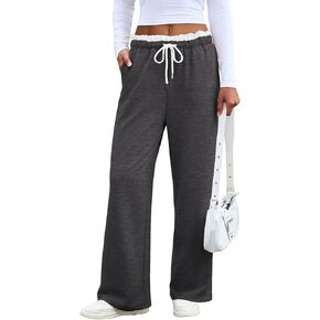 Anbech بنطال رياضي واسع الساق للنساء 2025 منخفض الارتفاع برباط فضفاض بنطال رياضي غير رسمي بنطلون طويل للركض مع جيوب in Kuwait